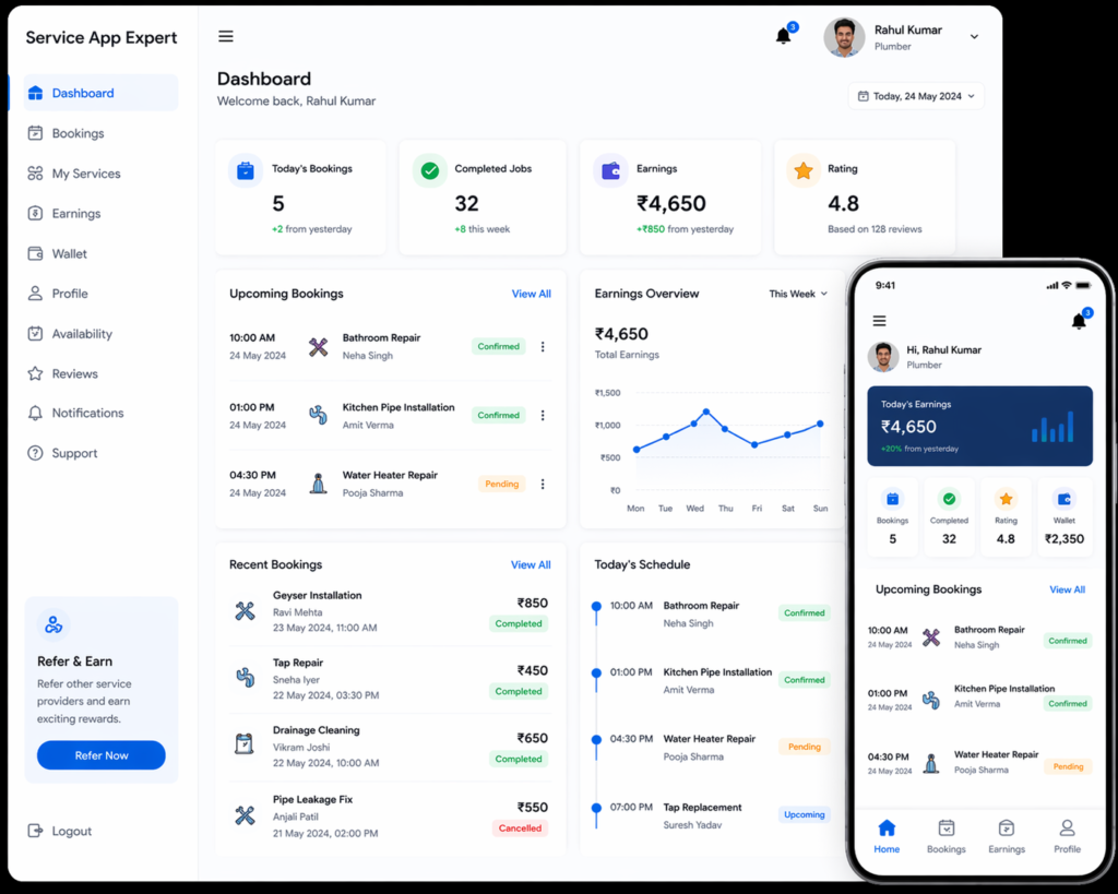 secure payment options in home service app with UPI and cards.